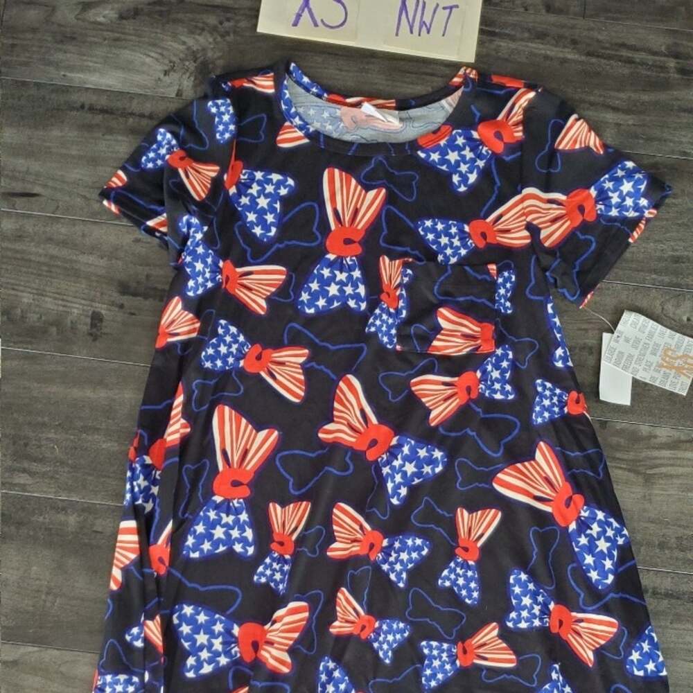 ** New Lularoe Disney Carly Dress size xs Minnie bow americam